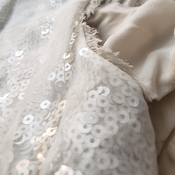 alice + olivia ivory white sequined ruffled dress - Picture 6 of 8